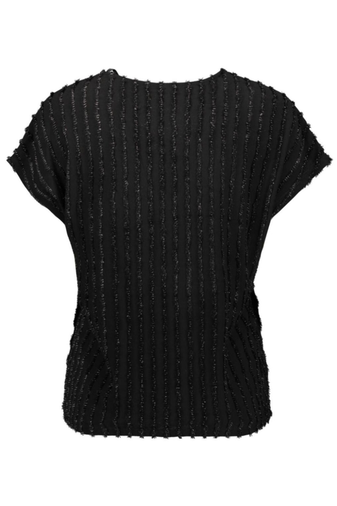 VMGLORIANA S/S V-NECK TOP JRS BTQ 10334799 BLACK GOLD LUREX